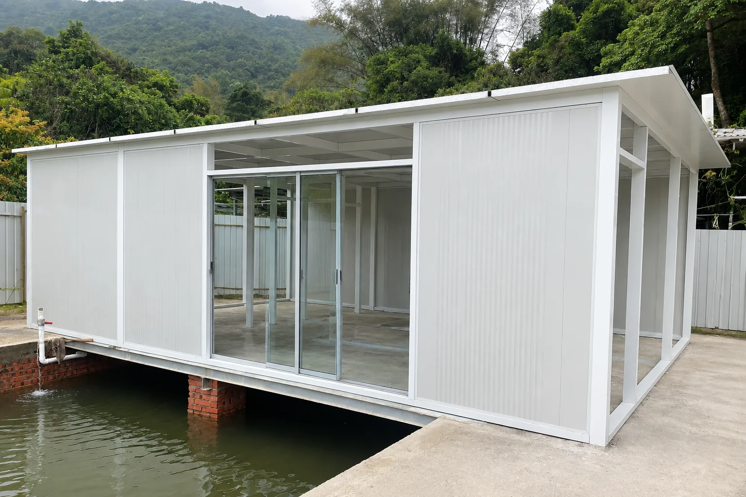 工程全紀錄：麻雀嶺新屋下 魚塘旁組合屋 安裝牆板及屋頂
